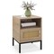 Costway 1/2 PCS Nightstand with Storage Home Boho Style Accent Table with Open Shelf